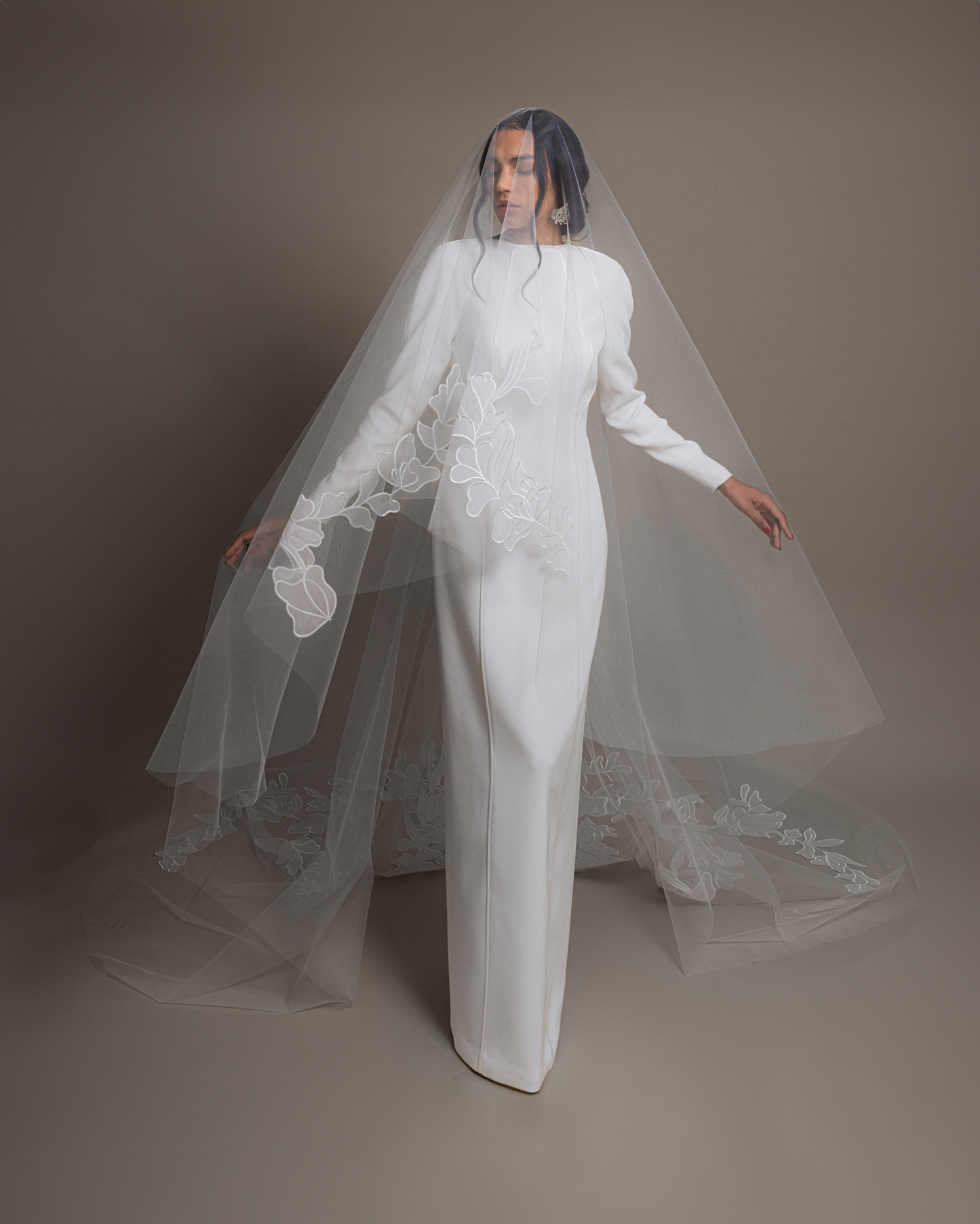 Regal Tulle Brodé Veil