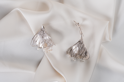 Silver-Plated Pearl Blossom Earrings